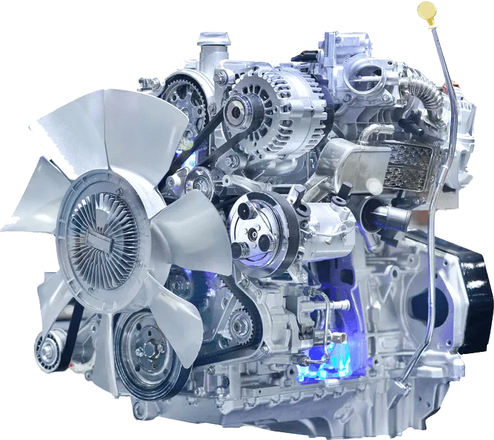 Detailed view of a modern car engine.
